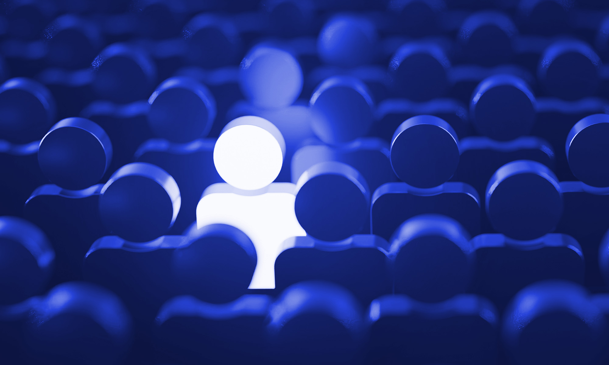 Be Standout 3d Concept, One Man Glowing Among Other People In Dark Condition