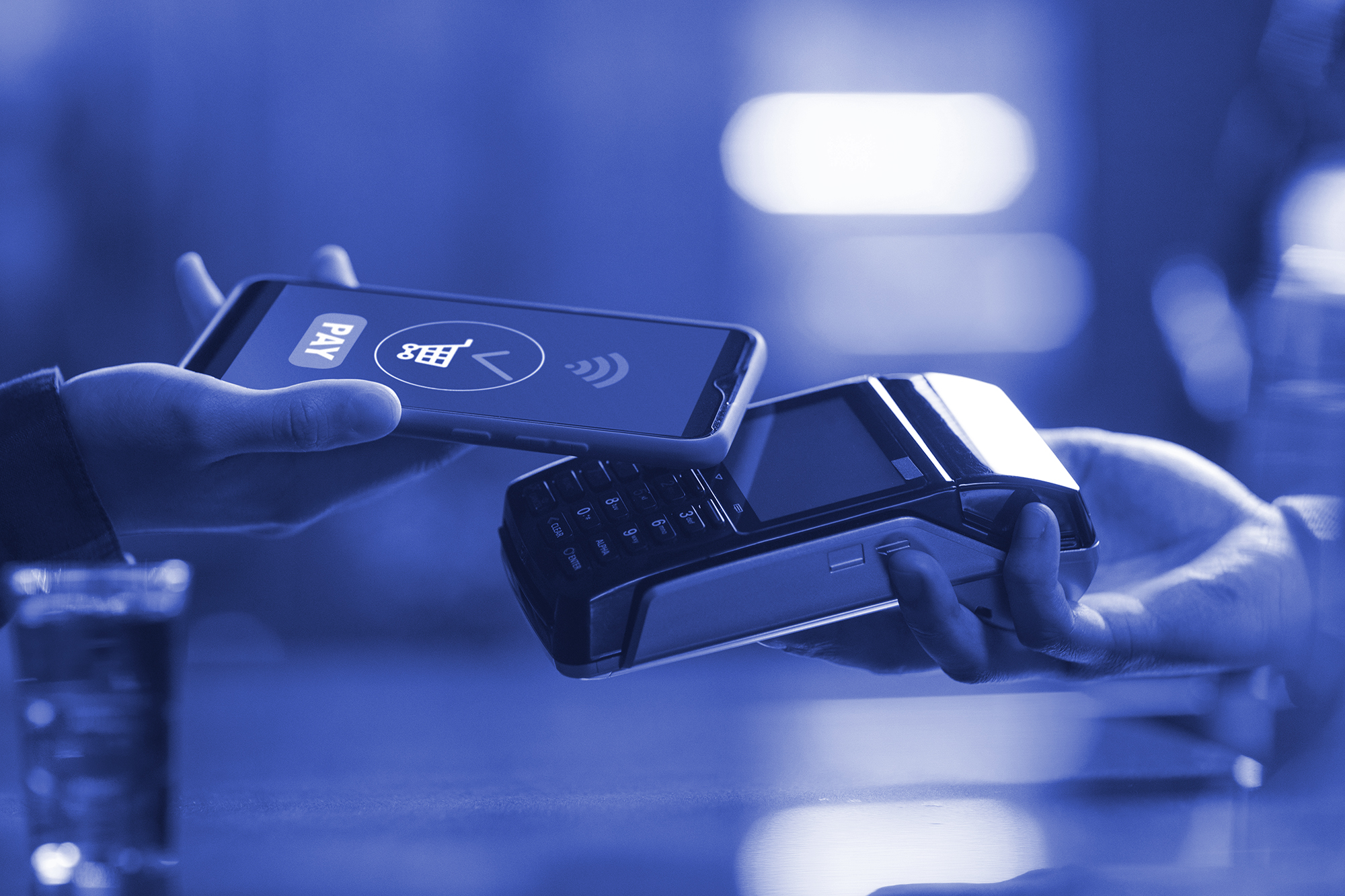 Side View Adult Paying With Card